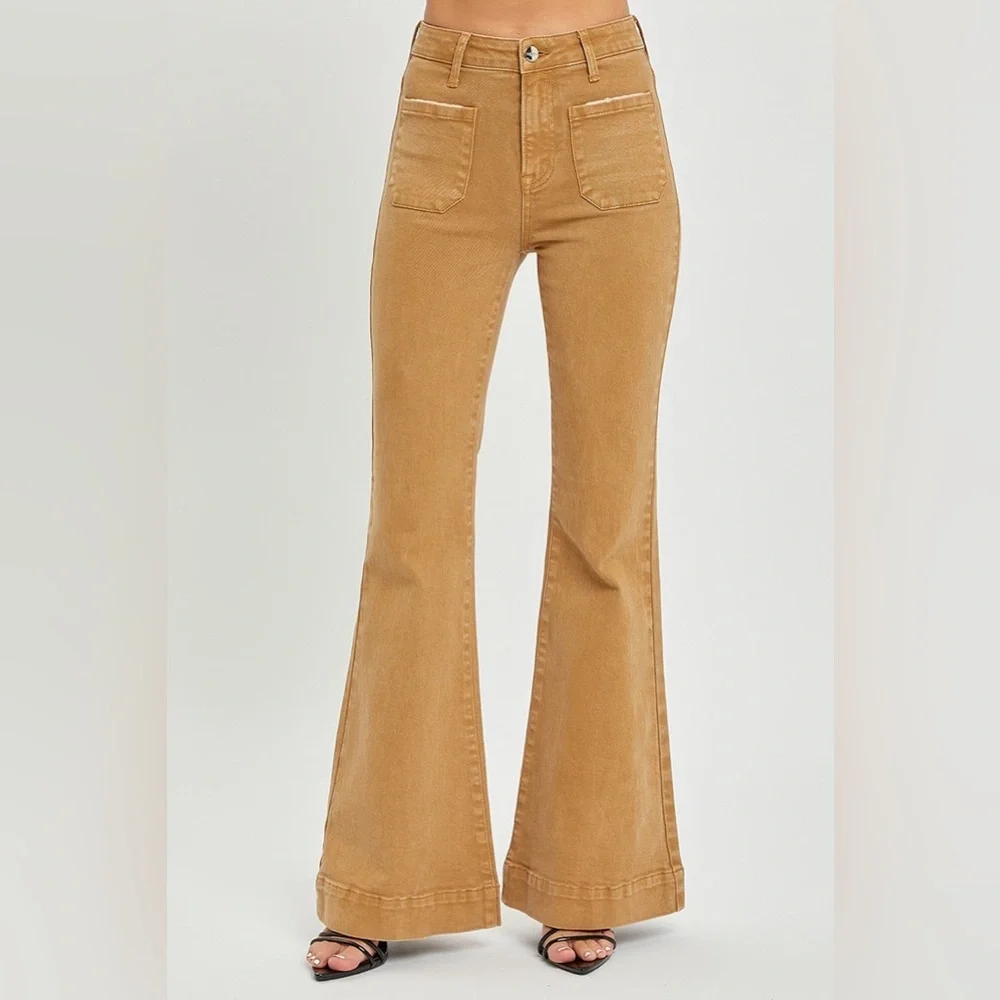 High Rise Patch Pocket Bell Bottom Jeans - Risen - Picture 3 of 6